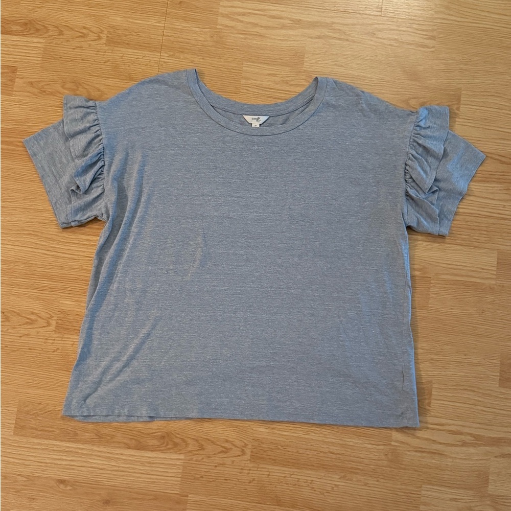 Ruffle Sleeve Gray Top